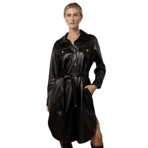 Bohme Faux Leather Midi Shirt Dress/jacket Size Medium.